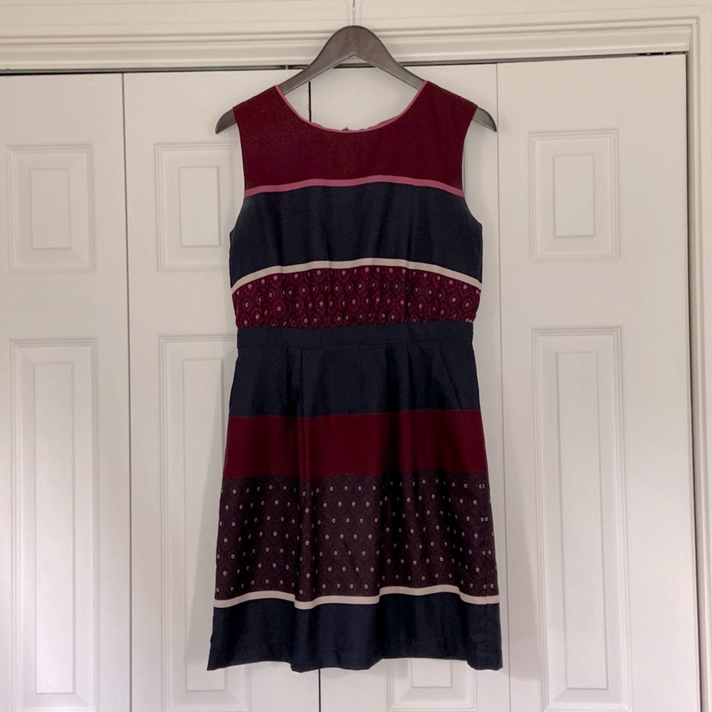Loft Maroon and Navy scarf dress